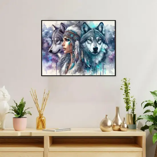 Wolf Diamond Art Kit-5D Diamond Painting for Adults, Wolf Adult Diamond Painting Kits, Gem Painting Kit Arts for Wall Home Decor Arts Craft 12x16inch {4}