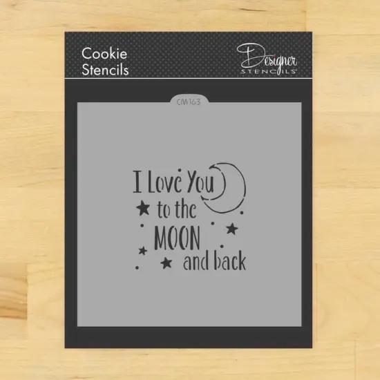 I Love You to The Moon and Back Cookie & Craft Stencil | CM163 by Designer Stencils | Cookie Decorating Tools | Baking Stencils for Royal Icing, Airbrush, Dusting Powder | Craft Stencils for Canvas, Paper, Wood | Reusable Food Grade Stencil {1}