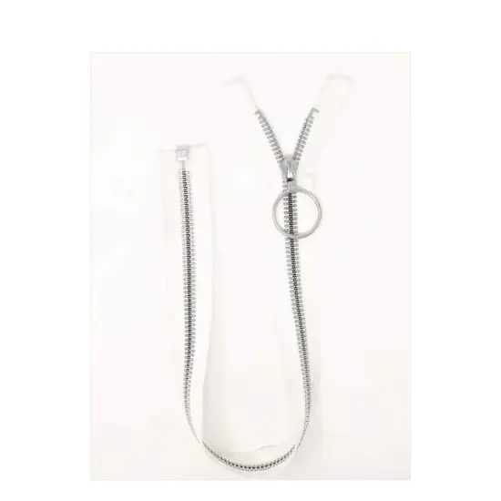 Zipper &ndash; White 21" 10M Polyester Tape Nickel Finish Separating {1}