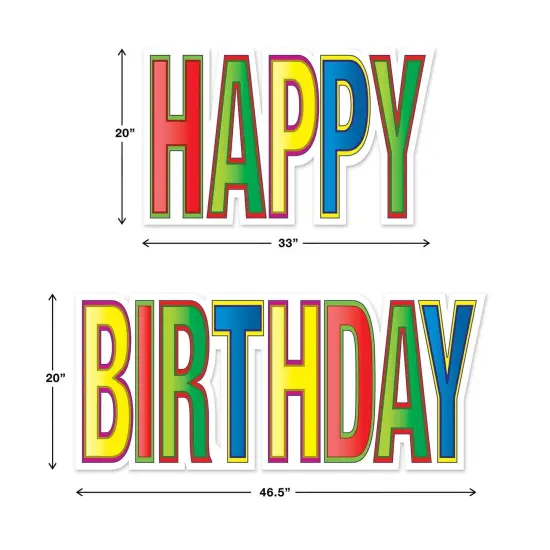 4 Pack Bulk Plastic Jumbo Happy Birthday Yard Sign Set - Multi-Color {5}