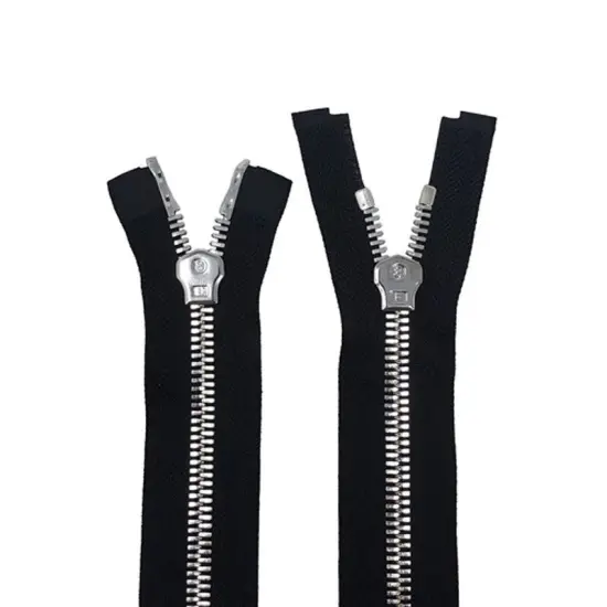 8MM Two Way Separating Open Bottom Zipper Black Silver 36 Inch {2}