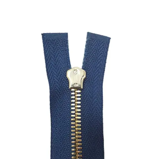 5MM Closed Bottom Zipper Navy Tape Brass Teeth 7 Inches {4}