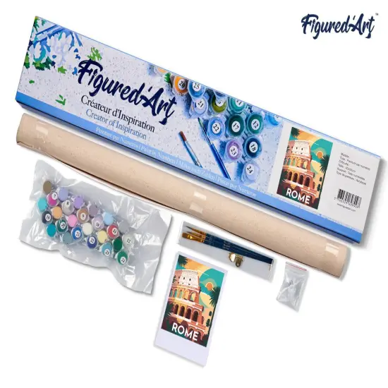 Figured'Art Paint by Numbers for Adults Travel Poster Rome 16"x20" - Craft Art Painting DIY Kit Rolled Canvas without frame {5}