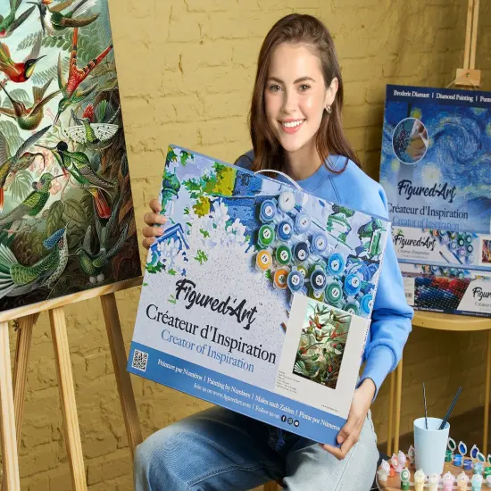 Figured'Art Paint by Numbers for Adults with Frame All the Birds 16"x20" - Craft Art Painting DIY Kit Canvas Already Stretched on a Wooden Frame {2}