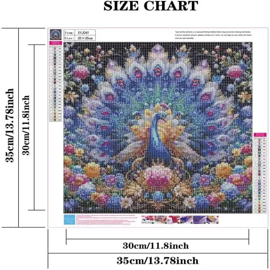 Peacock Diamond Painting Kit &ndash; 13.7&times;13.7 inch {2}