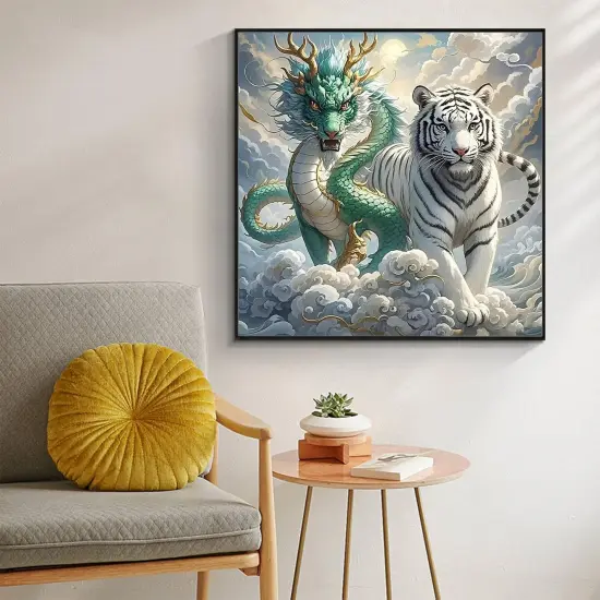 Blue Dragon and White Tiger Diamond Painting Kit - 13.7X 13.7 Inch (JK799-1) {2}