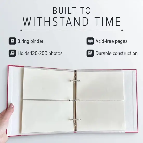 Gallery Leather Compact Photo Album 4x6-3 Ring Binder Photo Album, 60 Pages for 120 Photos, Fillable, Can Fit 4x6 Photos, Handcrafted 4x6 item#11021 {5}