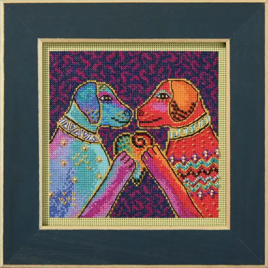 Laurel Burch Counted Cross Stitch Kit 5"X5"-Heartfelt Dogs {1}