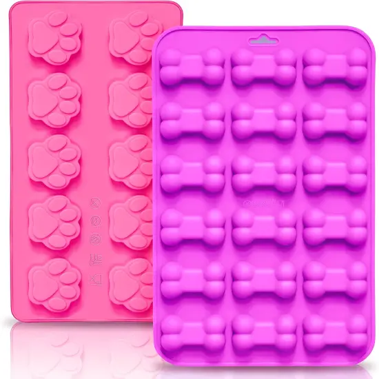 Reusable Silicone Molds with Puppy Dog Paw and Bone Shaped (2 Pack) {1}