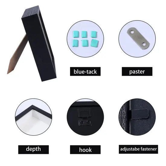 KAPIX Shadow Box 5x7 Picture Frame with Real Glass Deep Wood Memory Box Display case for Flowers,Ticket,Memorabilia,Keepsake,Medal,Art and Photos,Black {4}