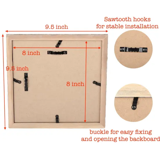 Shadow Box Picture Frame 8x8 Natural Wood Display Case with Linen Back for Memorabilia, Pins, Awards, Medals, Tickets and Photos - Weathered Brown {5}