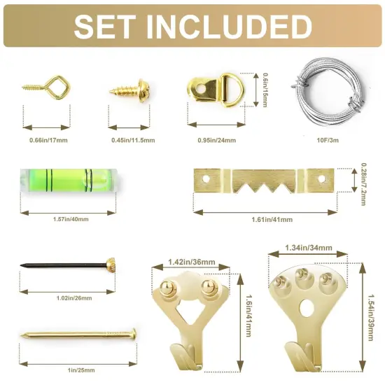 Picture Hanging Kit, 322 Pcs Picture Hangers, with 10-120lb Picture Hanging Hardware, Sawtooth Picture Hanging Assortment Kit, Screw Eyes, D Rings, Nails, Screws, Steel Wire,Picture Frame Hooks {6}