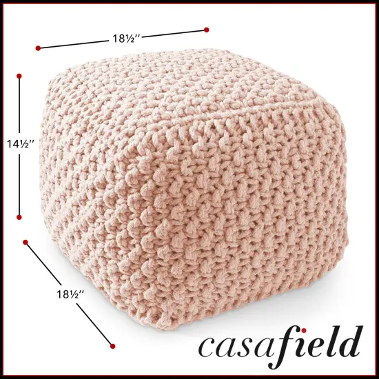 Casafield Pouf Ottomans, Cotton Knit Foot Stools, Boho Floor Pouffes for Living Room, Bedroom, Home Office {6}