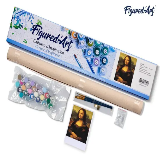 Figured'Art Paint by Numbers for Adults Da Vinci Mona Lisa La Joconde 16"x20" - Craft Art Painting DIY Kit Rolled Canvas without frame {5}