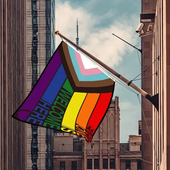 Progress Pride Flag Gay Flag Rainbow LGBT Flag 3X5 Foot 2Pcs Outdoor Indoor Waterproof Pride Decorations with Brass Grommets {5}