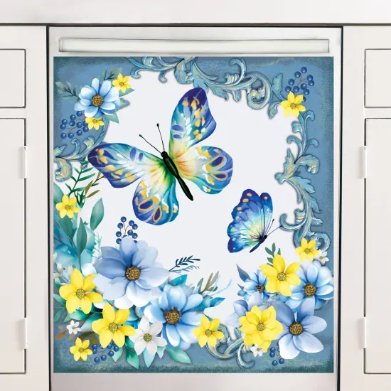 Collections Etc Blue Butterfly and Floral Dishwasher Magnet {1}