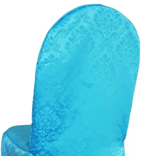 Ornate Damask Jacquard Polyester Banquet Chair Cover Turquoise {3}