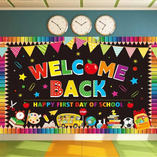 5X3Ft Welcome Back to School Banner Backdrop for Photography {5}
