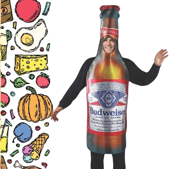 Budweiser Beer Bottle Costume Funny Beverage Tunic Logo Print Halloween Party Outfit {5}