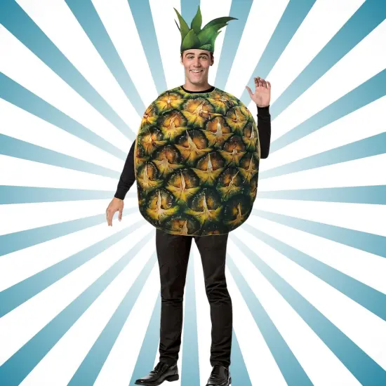 Get Real Pineapple Costume Photo Realistic Fruit Tunic with Headpiece Funny Tropical Halloween Outfit {3}