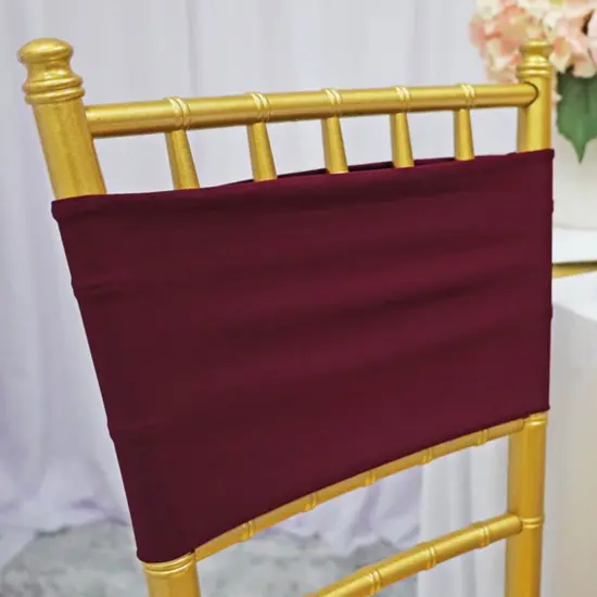 10 Pieces Burgundy Stretch Spandex Chair Bands for Banquet Chairs 7 x 13 Inches {4}