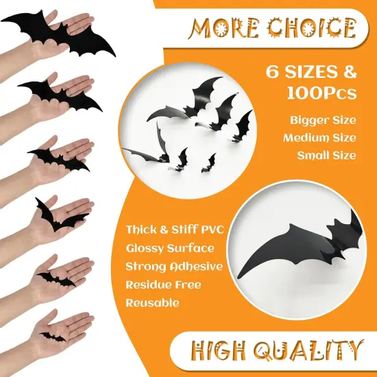 Bats Halloween Decorations, 100Pcs {2}