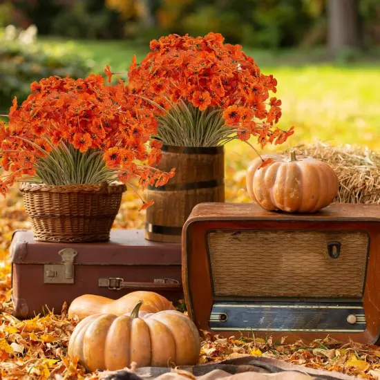 20 Bundles Artificial Fall Flowers Outdoor UV Resistant {3}