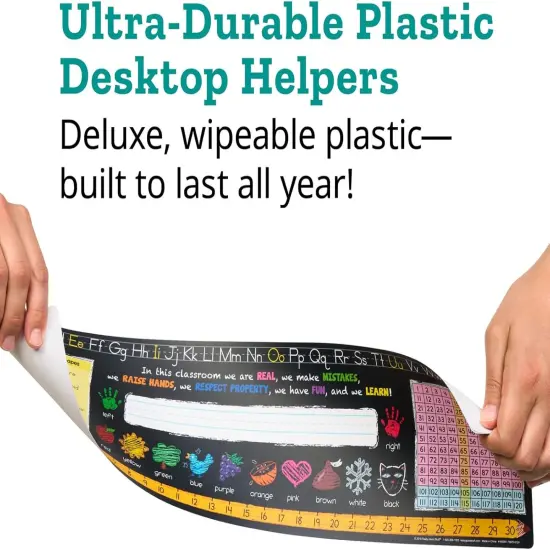 24PK Chalkboard-Style Grades K-2 Self-Adhesive Deluxe Plastic Desktop Reference Nameplate {3}