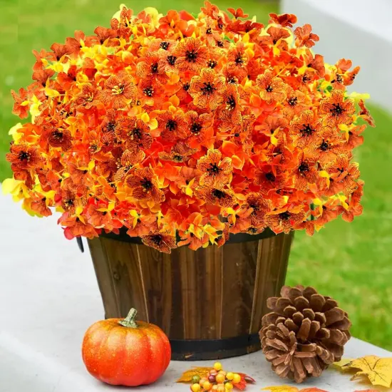 10 Bundles - Artificial Fall Flowers for Outdoors (Eucalyptus) {4}