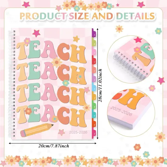 Teacher Planner 2025-2026 - 11 x 8 Inch (Retro) {2}