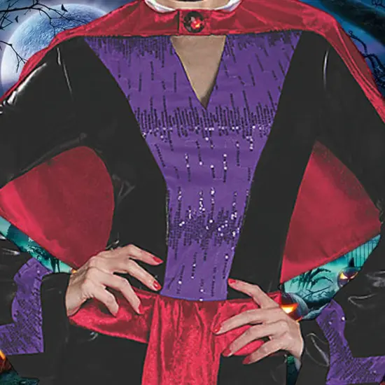 Womens Evil Queen Costume Halloween Dress With Cape Crown Headpiece {4}