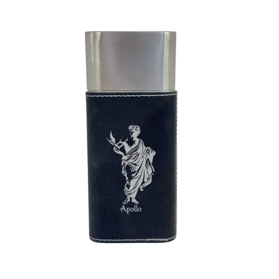 Cigar Case with Cutter - Apollo God of music and art - Leather Black/Silver {1}