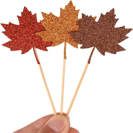 Glitter Maple Leaf Cupcake Topper {2}