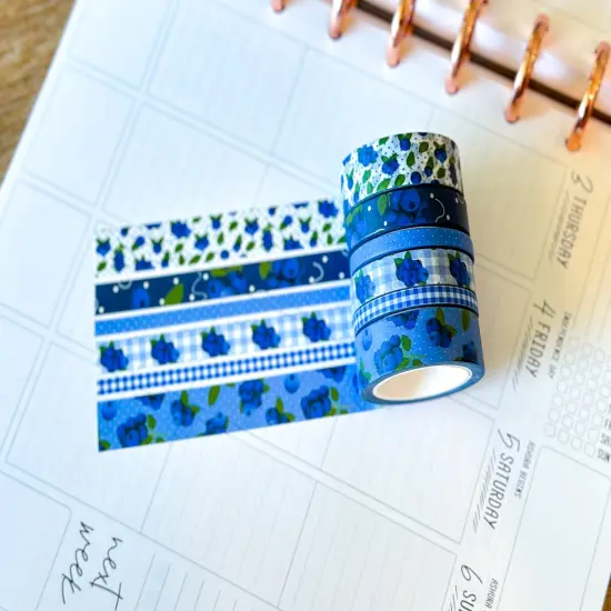 Blueberries Blue Summer Washi Tape Set July 2025 - W136 {2}