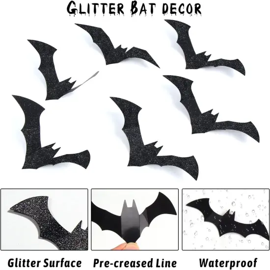 144pcs Halloween Bat Wall Decor {2}