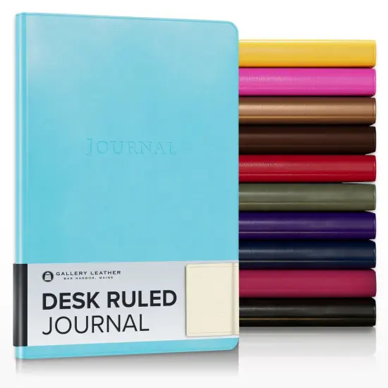 Gallery Leather Journal - Crafted in Maine, USA - Elegant Leather Writing Notebook with 192 Lined Pages - A Timeless Space for Your Thoughts - 8x5.5, Desk Lined Acadia Pool {1}