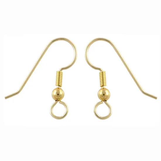 JewelrySupply Gold Filled Fish Hook Ear Wire w/Bead & Spring (1-Pair) {1}