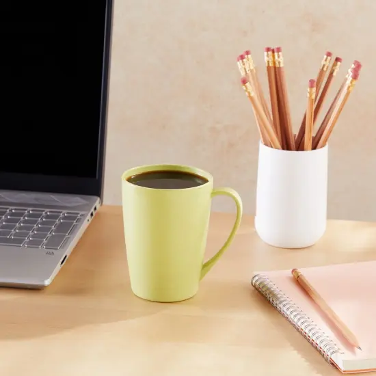 6-Pack 12oz Wheat Straw Mugs, Dishwasher Safe Unbreakable Coffee Mug Set with Handles, Reusable Plastic Mug for Coffee, Tea, Milk, Warm Beverages (3 Colors, 4x3x4 in) Multicolor {6}