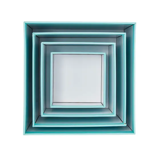 Stockroom Plus Set of 4 Sizes Square Nesting Gift Boxes with Lids for Presents, Stacking Decorative Goodie Box for Holidays, Wedding, Birthday, and Party Favors (Teal) {6}