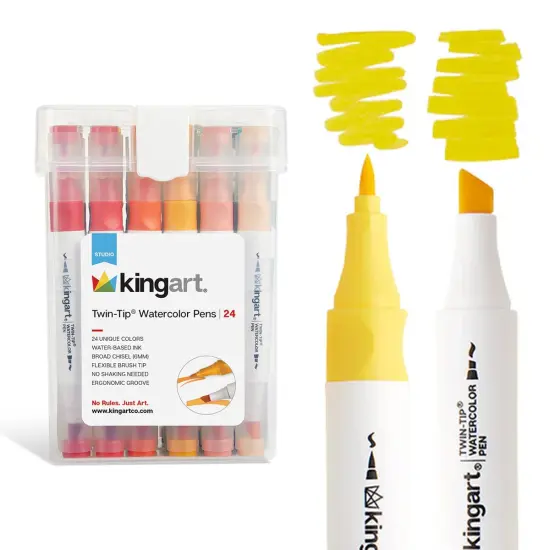 KINGART&reg; Twin-Tip&reg; Watercolor Pens 24 Colors {1}