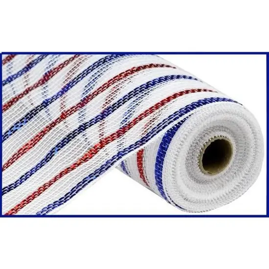 10" Cotton Poly Deco Mesh Ribbon: Red/White/Blue (10 Yards) {1}