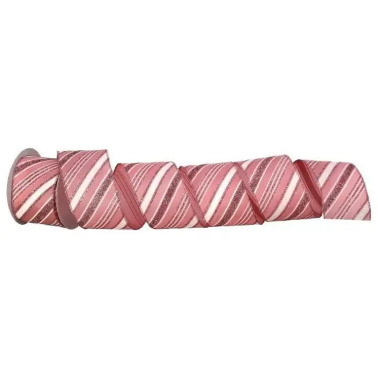 2.5" Peppermint Stripe Ribbon: Pink/White (10 Yards) {2}