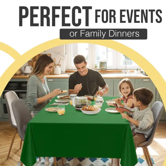 Exquisite 12-Pack Premium Plastic Tablecloth 54in. x 108in. Rectangle Plastic Table Cover Emerald {3}