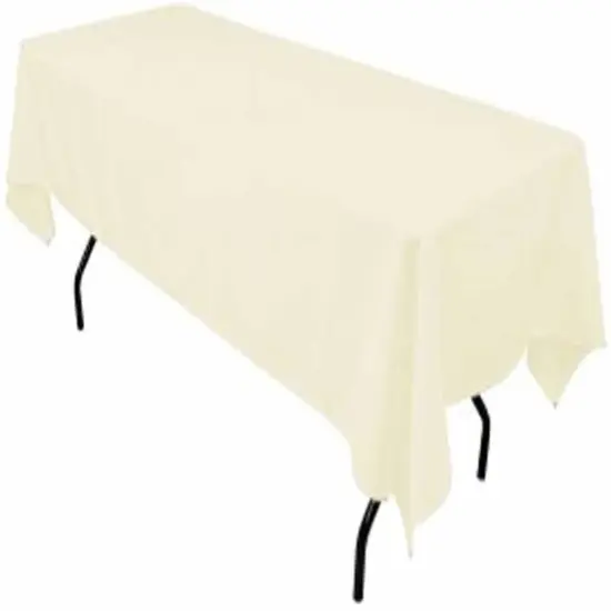 Rich Ivory Polyester Tablecloth 60&times;144 Inch Wedding & Event Ready {1}