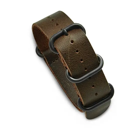 22mm Military MoD Vintage Distressed Leather Watch Strap PVD - Brown {1}