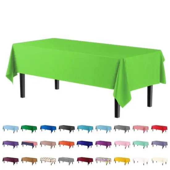Exquisite 12-Pack Premium Plastic Tablecloth 54in. x 108in. Rectangle Plastic Table Cover Lime {2}