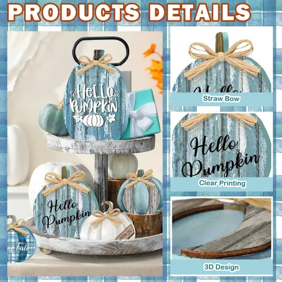 5 Pcs Fall Thanksgiving Decorations - Blue {2}
