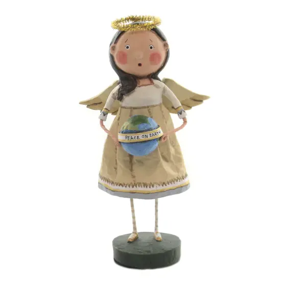 Lori Mitchell 8.0 Inch Angel Of Peace Christmas Figurine , Lightweight Christmas Decor World Globe Christmas Beige {1}