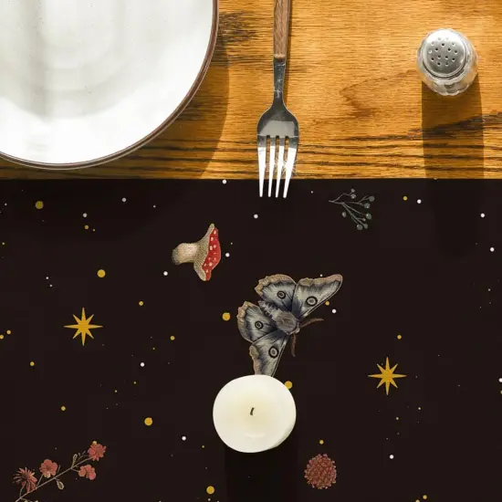 Mushroom Moon and Moth Fall Table Runner,13x72 Inch {5}