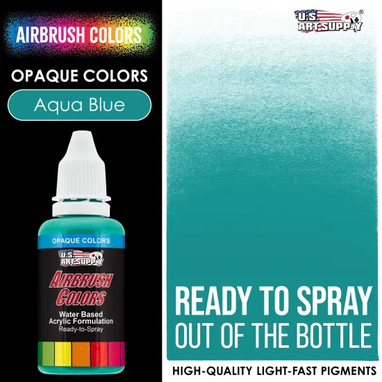 Aqua Blue, Opaque Acrylic Airbrush Paint, 1 oz. {2}